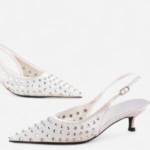 Jeffrey Campbell Persona Mesh White Wedding Kitten Heels Formal Women’s Size 10